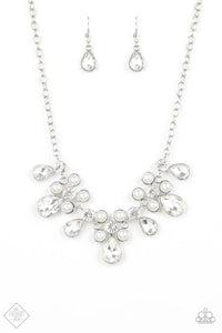 Demurely Debutante White Necklace & Earrings