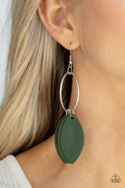 Paparazzi Accessories Leafy Laguna - Green Earrings