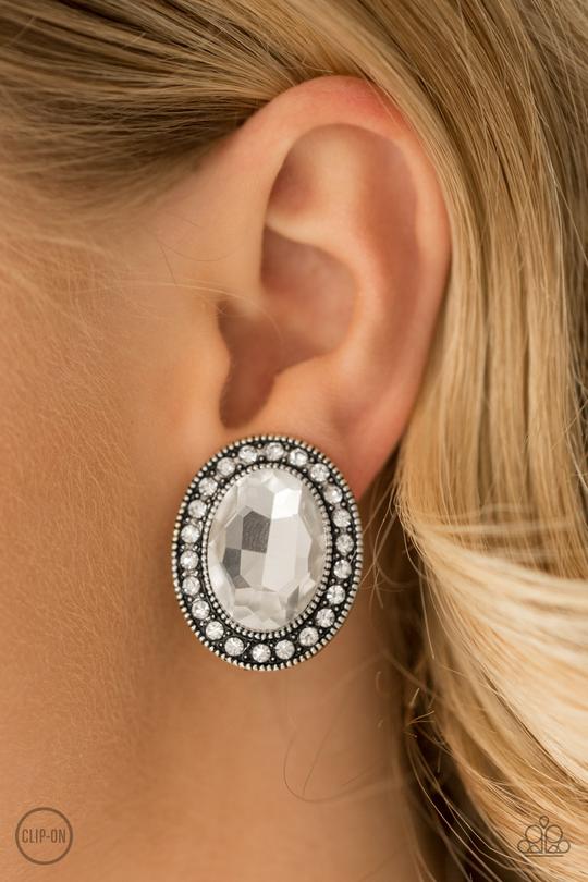 Paparazzi Accessories Titanic Treasure - White Clip-On Earrings 