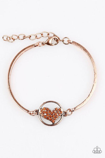 Paparazzi Accessories HEART Knock Life - Copper Bracelet 