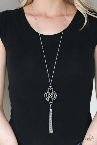 Paparazzi Accessories Totally Worth The TASSEL - Silver Necklace & Earrings 