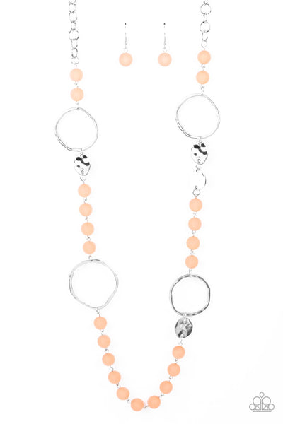 Paparazzi Accessories Sea Glass Wanderer - Orange Necklace & Earrings