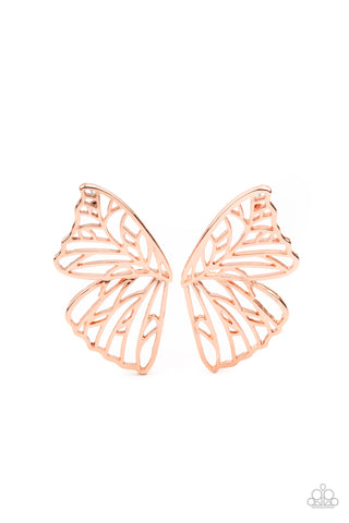 Paparazzi Accessories Butterfly Frills - Copper Earrings