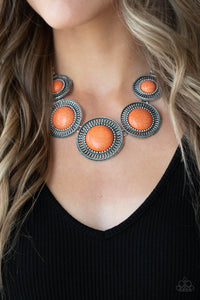 Paparazzi Accessories She Went West - Orange Necklace & Earrings 