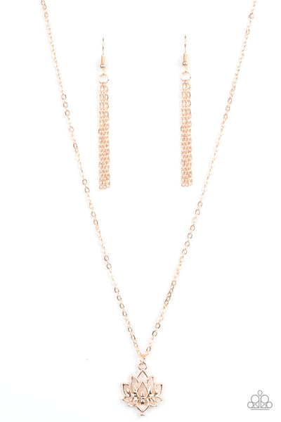 Paparazzi Accessories ​Lotus Retreat - Rose Gold Necklace & Earrings 