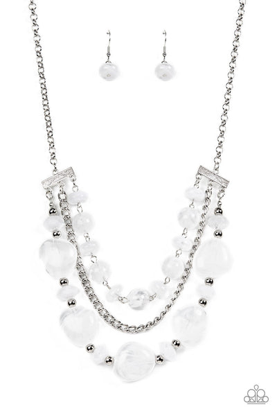 Paparazzi Accessories Oceanside Service - White Necklace & Earrings