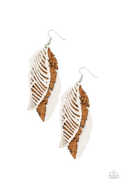Paparazzi Accessories ​WINGING Off The Hook - White Earrings 