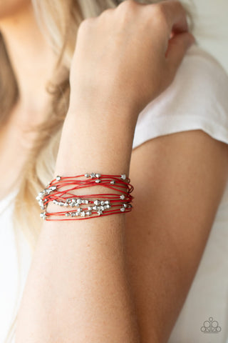 Paparazzi Accessories  Star-Studded Affair - Red Bracelet 