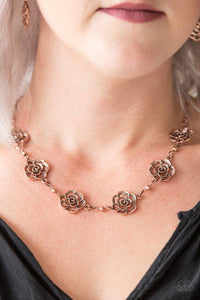 Paparazzi Accessories Rosebud Rapture - Copper Necklace & Earrings 