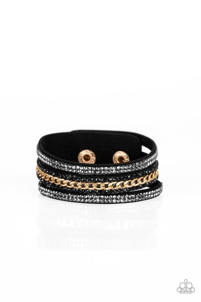 Paparazzi Accessories Rollin In Rhinestones - Black Bracelet 