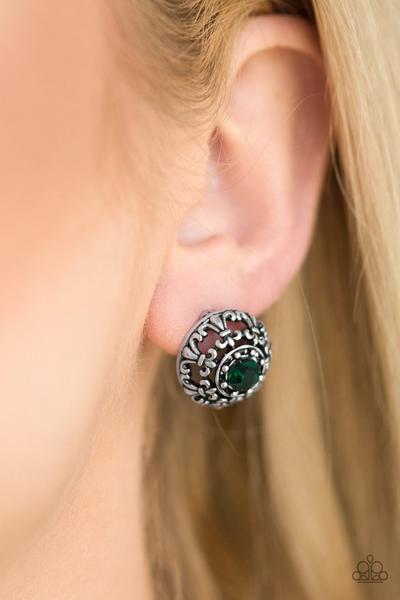Paparazzi Accessories-Courtly Courtliness - Green Earrings 