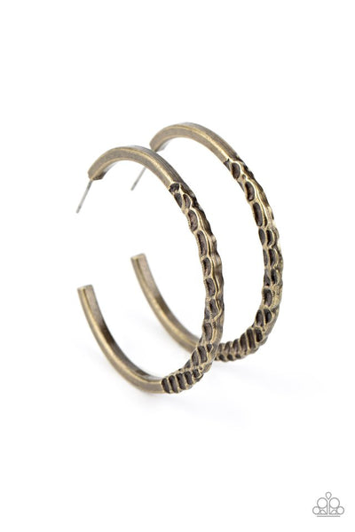 Paparazzi Accessories Imprinted Intensity - Brass Earrings 