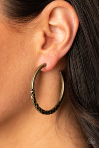 Paparazzi Accessories Imprinted Intensity - Brass Earrings 