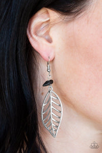 Paparazzi Accessories BOUGH Out - Black - Silver Earrings 