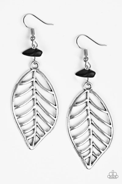 Paparazzi Accessories BOUGH Out - Black - Silver Earrings 