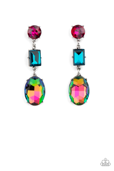 Paparazzi Accessories Extra Envious - Multi Earrings Oil Spill