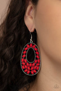 Paparazzi Accessories  ​Beaded Shores - Red Earrings 