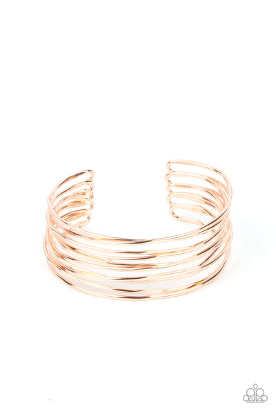 Paparazzi Accessories Nerves Of Steel - Rose Gold Bracelet