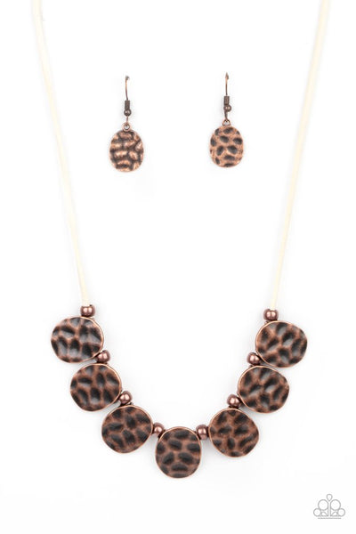 Paparazzi Accessories Turn Me Loose - Copper Necklace & Earrings 