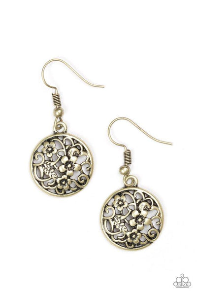 Paparazzi Accessories Flower Patch Perfection - Brass Earrings 