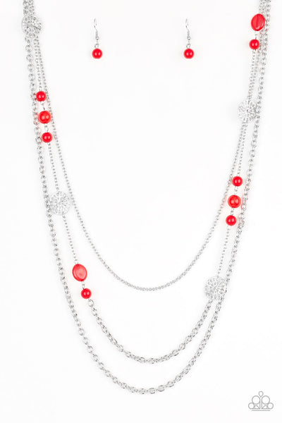 Paparazzi Accessories Pretty Pop-tastic! - Red Necklace & Earrings 