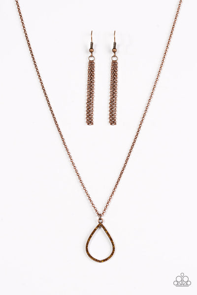 Paparazzi Accessories Timeless Twinkle - Copper Necklace & Earrings 