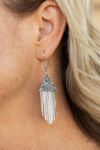 Paparazzi Accessories Pyramid SHEEN - Silver Earrings