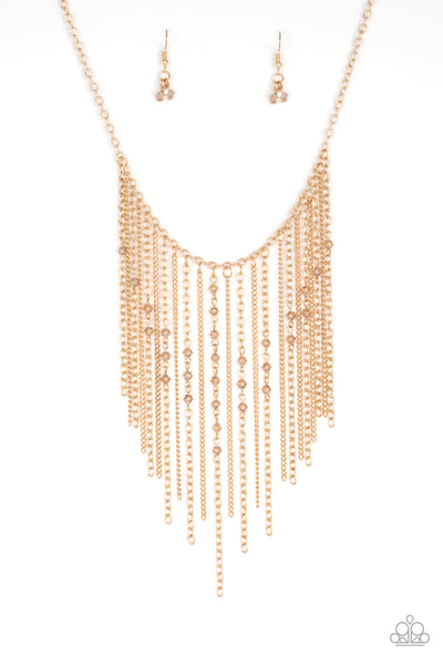 Paparazzi Accessories First Class Fringe - Gold Necklace & Earrings