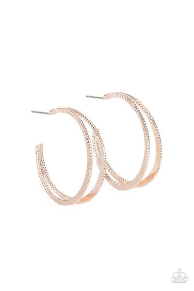 Paparazzi Accessories Rustic Curves - Rose Gold Earrings