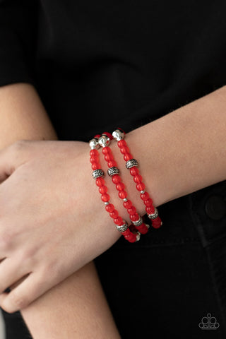 Paparazzi Accessories Here to STAYCATION - Red Bracelet 