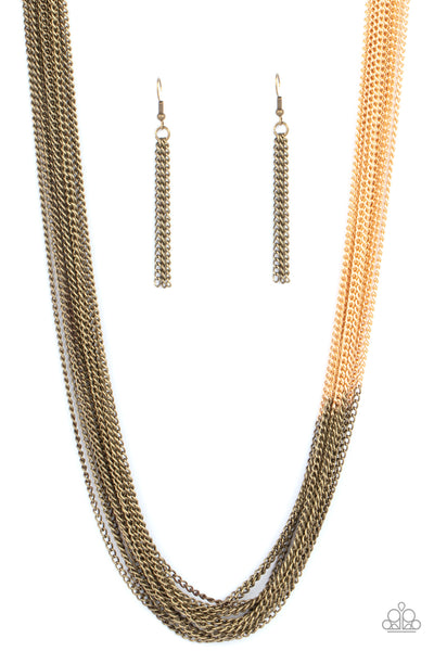 Paparazzi Accessories Metallic Merger - Brass Necklace & Earrings 