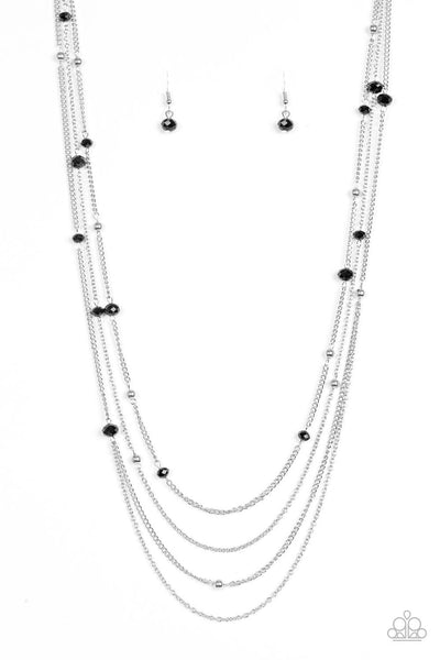 Paparazzi Accessories On the Front Shine Black Necklace & Earrings 