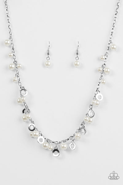 Paparazzi Accessories Elegant Ensemble - White Necklace & Earrings 