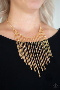 Paparazzi Accessories First Class Fringe - Gold Necklace & Earrings