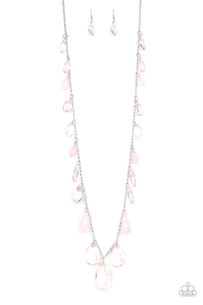 Paparazzi Accessories GLOW And Steady Wins The Race - Pink Necklace & Earrings 
