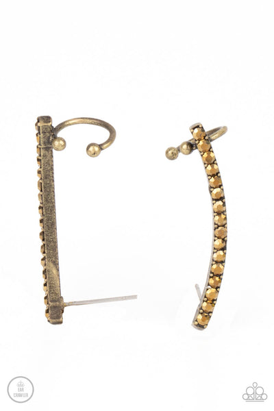 Paparazzi Accessories Give Me The SWOOP - Brass Post Earrings Ear Crawlers